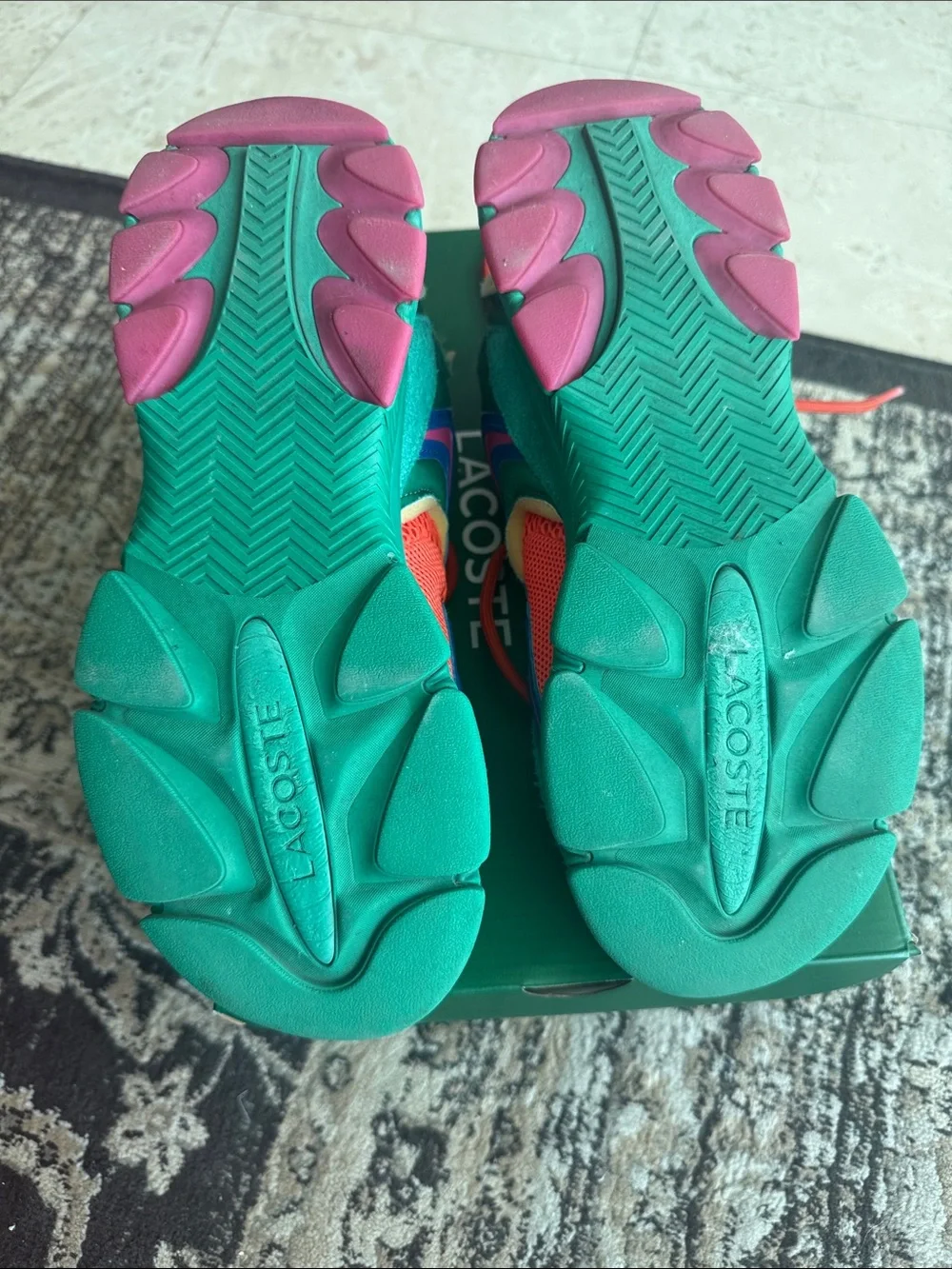 Lacoste size 8.5 L003 Neo 224 Vibrant Green/orange/Blue Sneakers